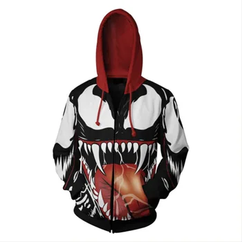 

The Avengers Spider Man Venom Cosplay Hoodies 3D Print Long Sleeve Zippers Up Sweatshirts Coat Fashion Hoodie