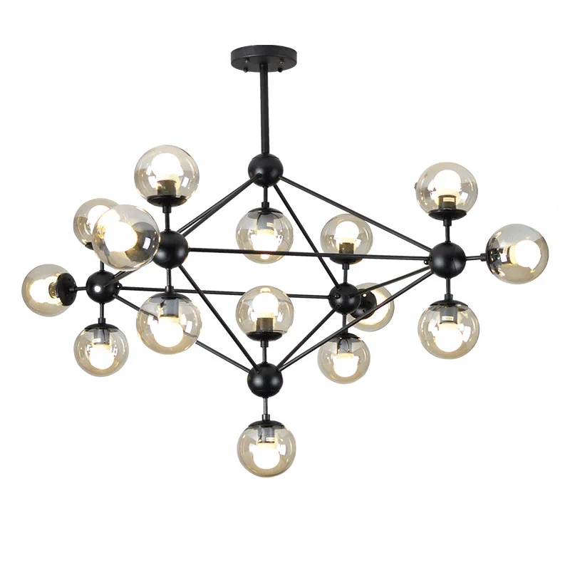 Kaufen Loft Minimalistischen Kronleuchter Die Bohnenstange LED Retro Lampen Kunst Dekoration Lichter E27 Industrielle Glas Kronleuchter Für Restaurant