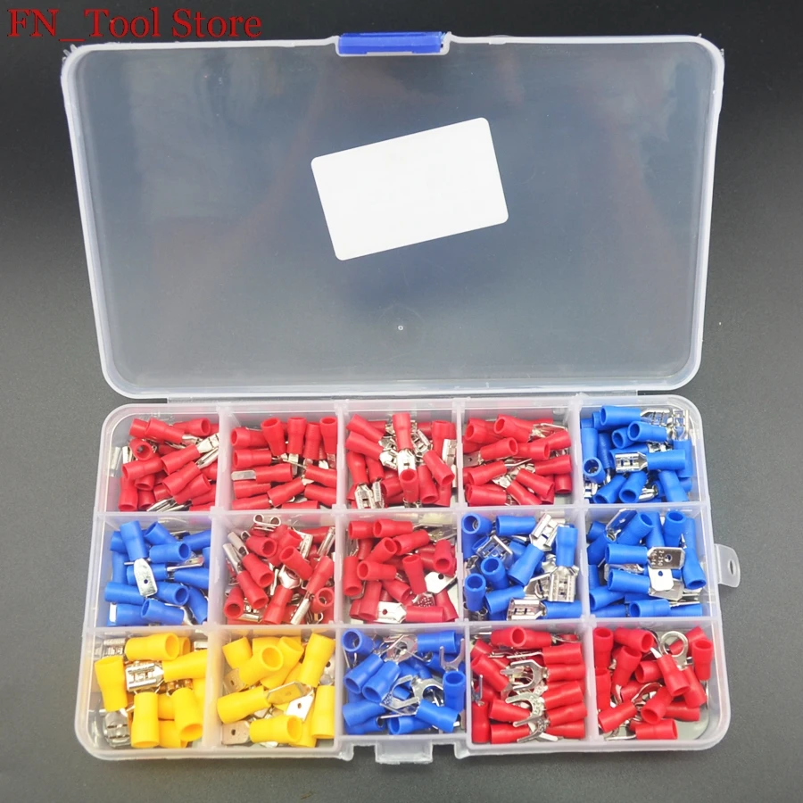 

Hot sale 280Pcs/lot Assorted Insulated Spade Crimp Terminal Electrical Wire Connector Set Red Blue Yellow colors