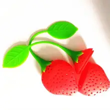 200 шт силиконовый дизайн клубники рассыпной чай фильтр ПЕРФОРИРОВАННОЕ ситечко для трав и специй