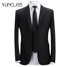 YUNCLOS формальный деловой мужской костюм куртка весна две пуговицы сплошной цвет деловой Свадебный приталенный костюм Блейзер