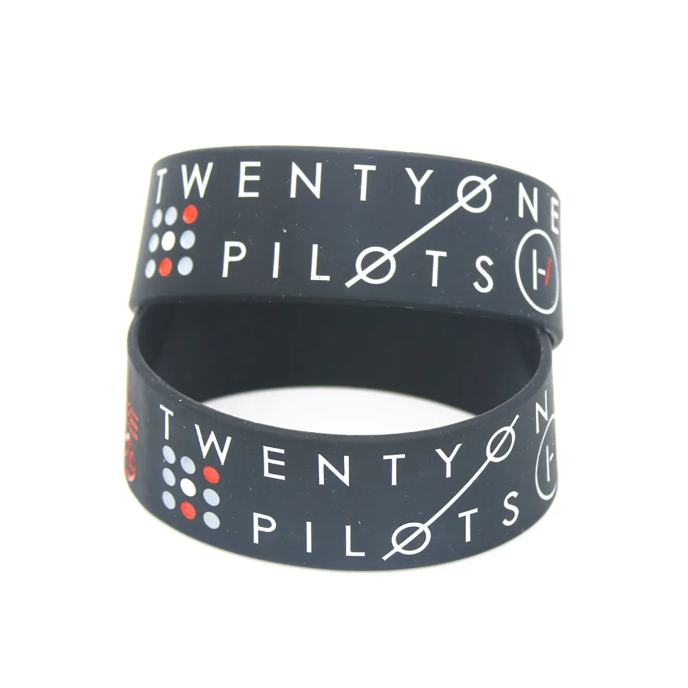 1 шт. Лидер продаж Twenty One Pilots 21 Pilots силиконовый браслет широкий черный браслеты и браслеты для любителей музыки концертный подарок SH107