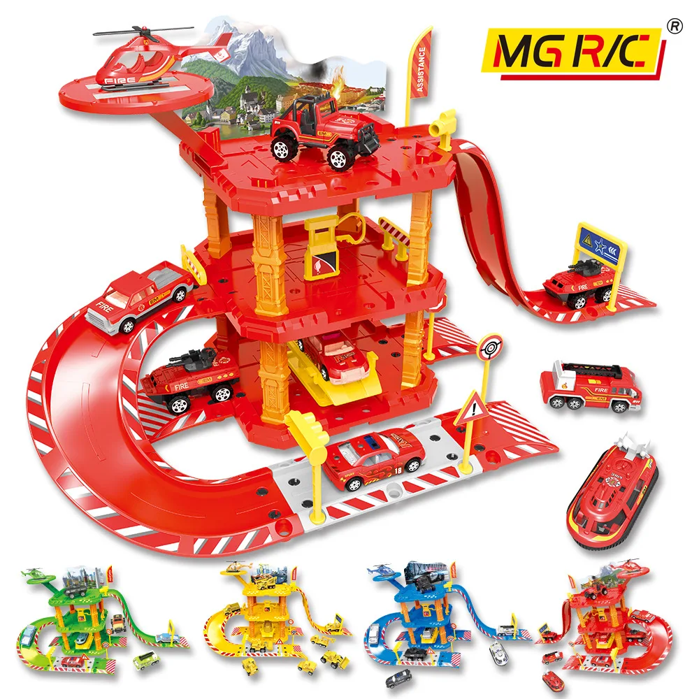 

Alloy Engineering Track Parking Lot Model With Trolley 1:64 City Taxi Ttrack Multi-Combination Set