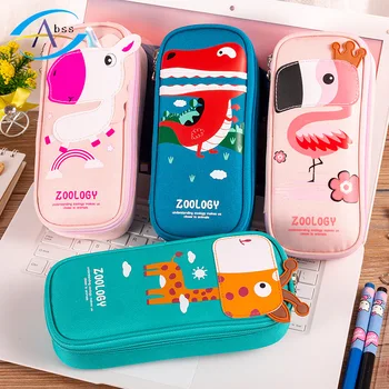 

1PC Kawai Pencil Bag Wholesale Unicorn Pencil Box Cute Cartoon Stationery Manufacturer Large Capacity Nylon Pencil Box