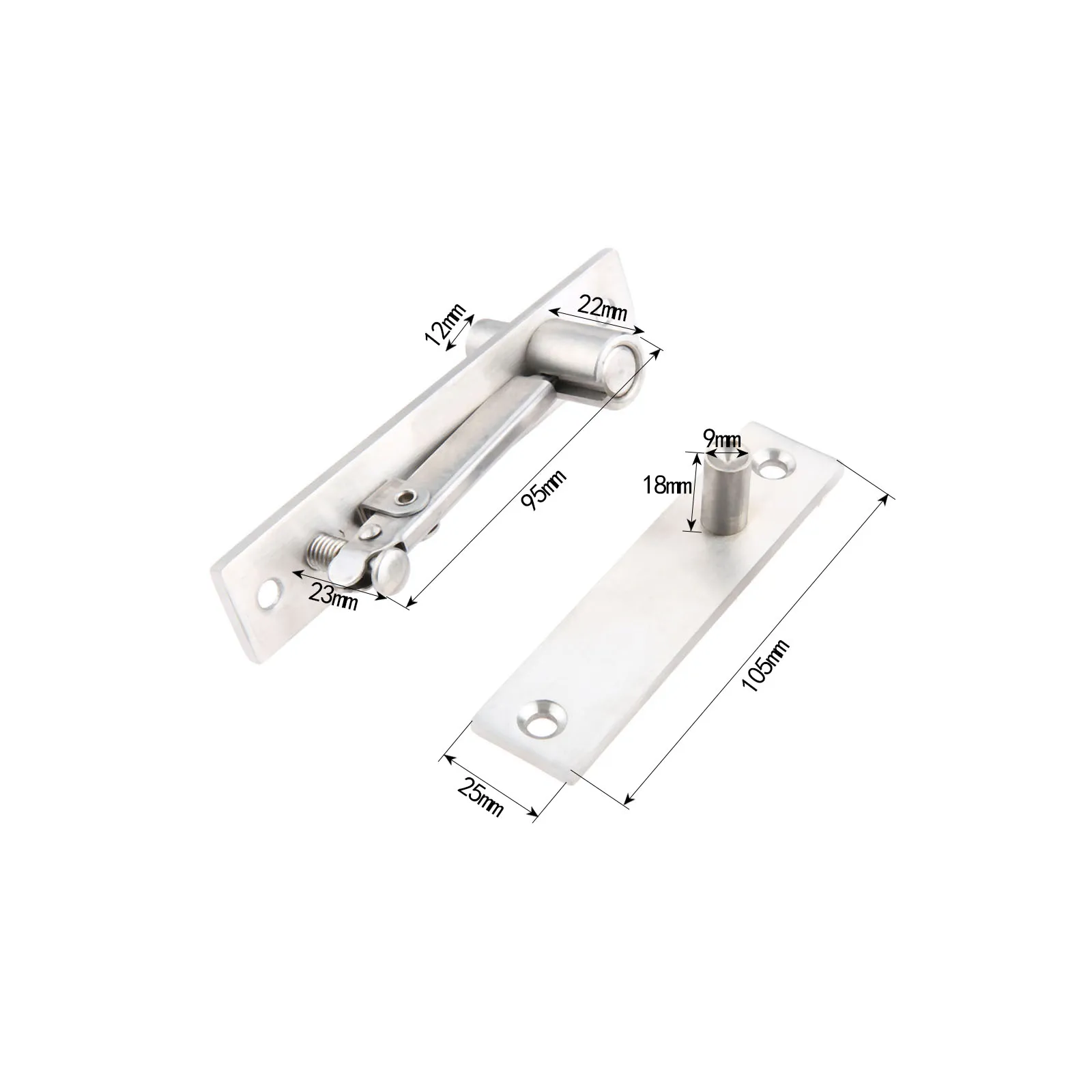 DRELD Stainless Steel Door Hinge Wooden Door Hidden Hinge 130x25mm 105x25mm Pivot 360 Degree Install Up and Down
