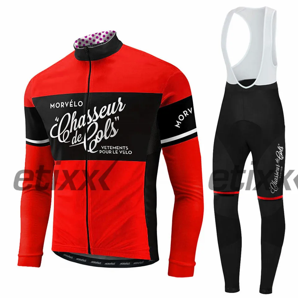 Spring autumn team Morvelo long sleeve cycling jersey set Ropa Ciclismo breathable racing bike clothing MTB Bike 9D gel pad - Цвет: 14