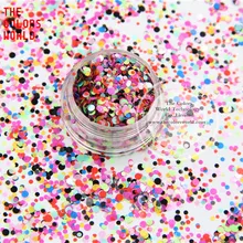 Rfp21-167 смесь цветов в горошек круглой формы блеск для ногтей, гель, макияж и DIY украшения