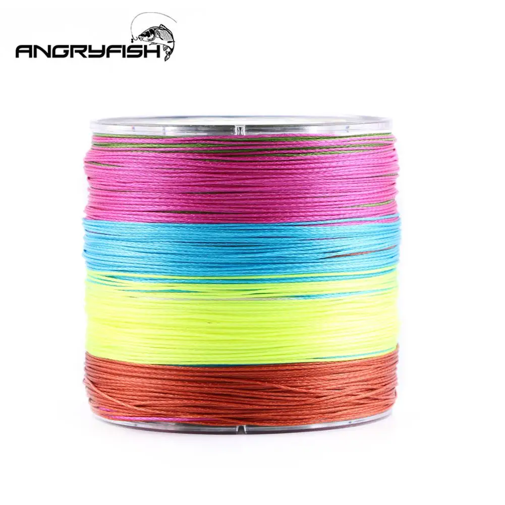 Cheap ANGRYFISH Diominate Multicolor X9 PE Line 9 Strands Weaves Braided 500m 547yds Super Strong Fishing Line 15LB 100LB