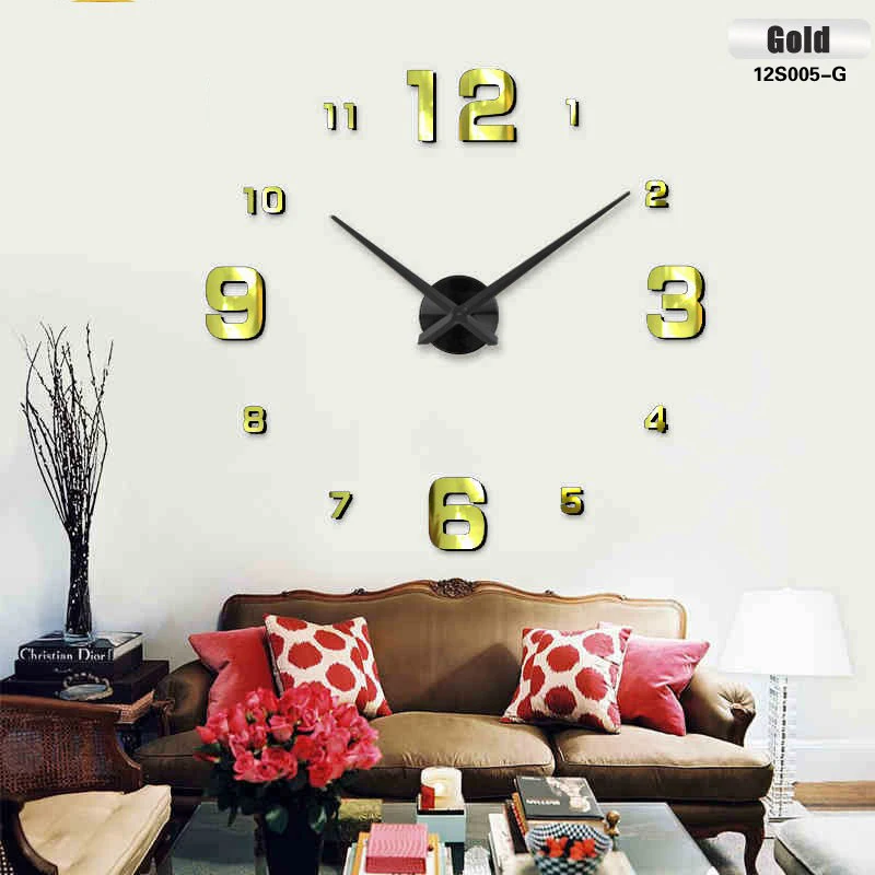 Модные 3D новые продажи настенные часы reloj de pared 3d diy акриловые зеркальные наклейки кварцевые современные украшения дома