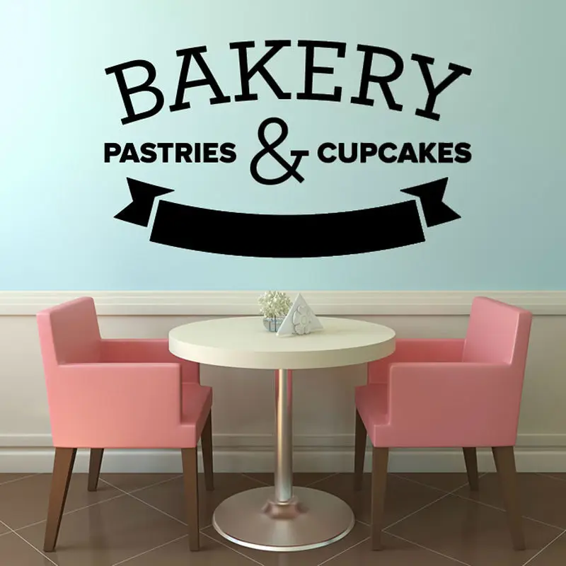 Pastries And Cupcakes Character Wall Sticker Bakery Black Removable DIY