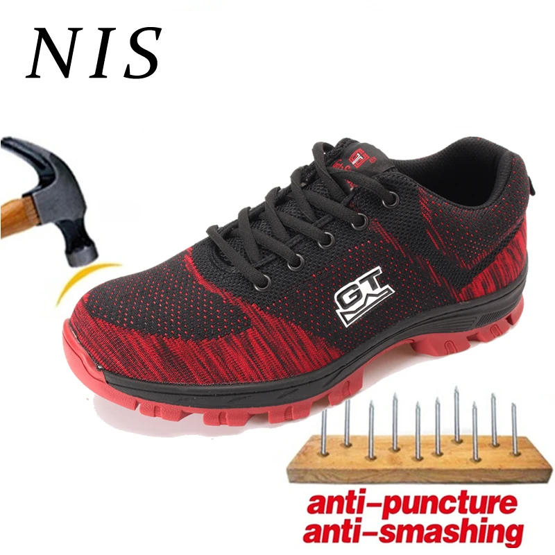 

NIS Plus Size Safety Shoes Men Work Boots AtreGo Lightweight Anti-smashing Steel Toe Work Safety Boots Mens Shoes Labor Sneakers