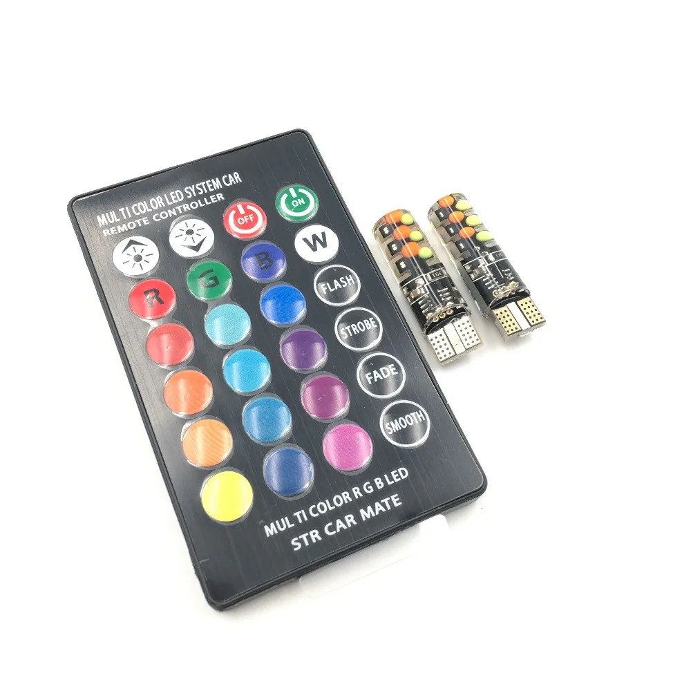Универсальный автомобильный Led W5W T10 RGB COB 12 SMD габаритный светильник s красочный