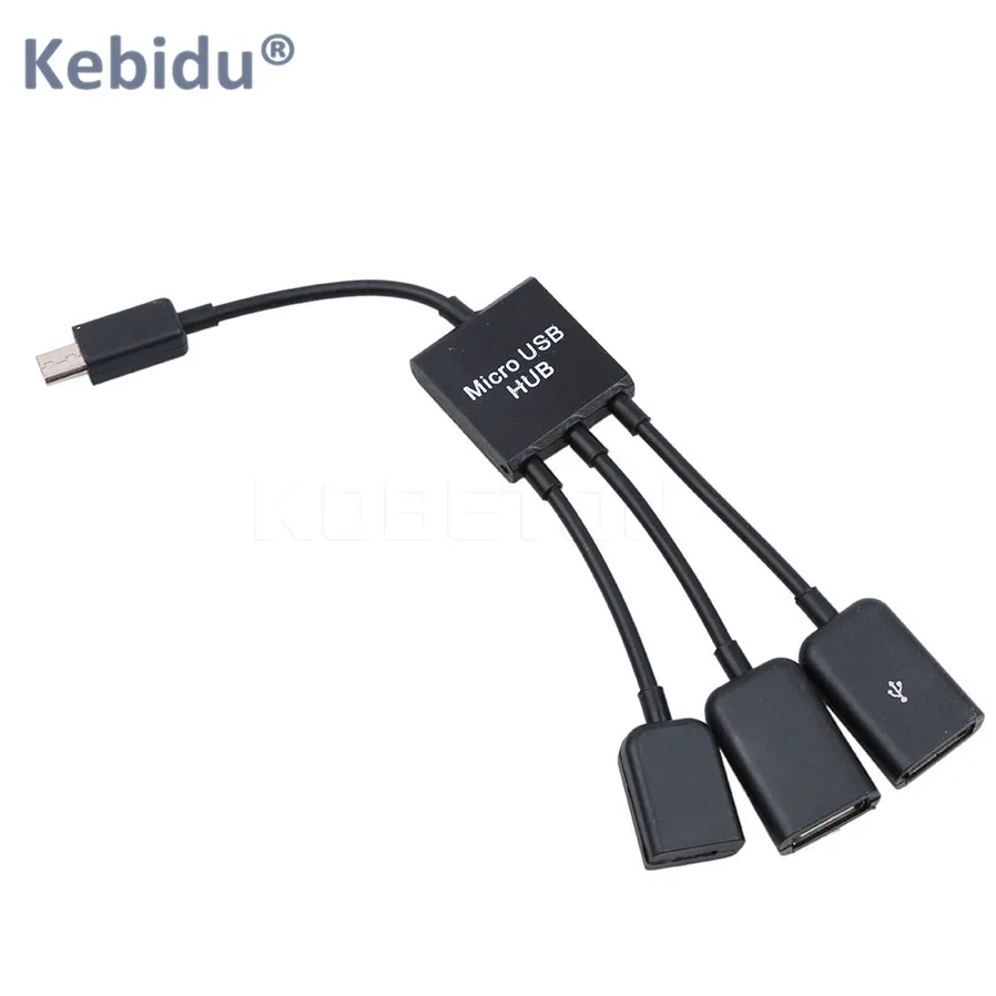 

KEBIDU Micro USB Cable 3 Port to 1 OTG Hub Cable Adapter Converter Extender For Smartphone Computer Tablet PC Micro USB Hub