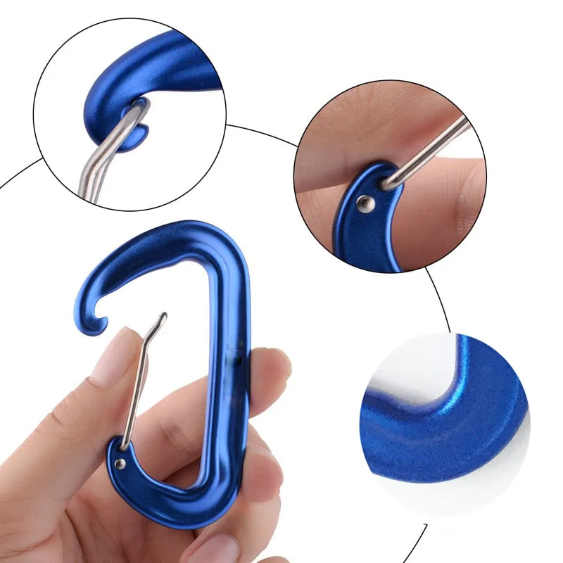 12KN Aluminum Hammock Buckle Carabiner Camping Hammock Alloy Aluminum Quick Hanging Belts Hook Clasp Camping Equipment