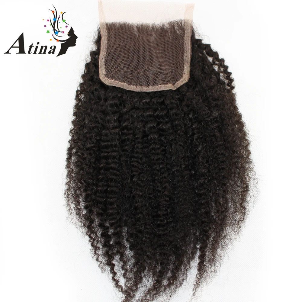 Афро кудрявые натуральные волосы на шнуровке с пряди, человеческие волосы, 3 пряди, 4*4 с детскими волосами Atina