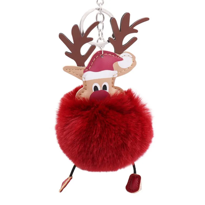 

Xmas Keychain Elk Key Ring Pendant Christmas Plush Hair Ball Key Buckle Hanging Display Window Unique Delicate Christmas orname