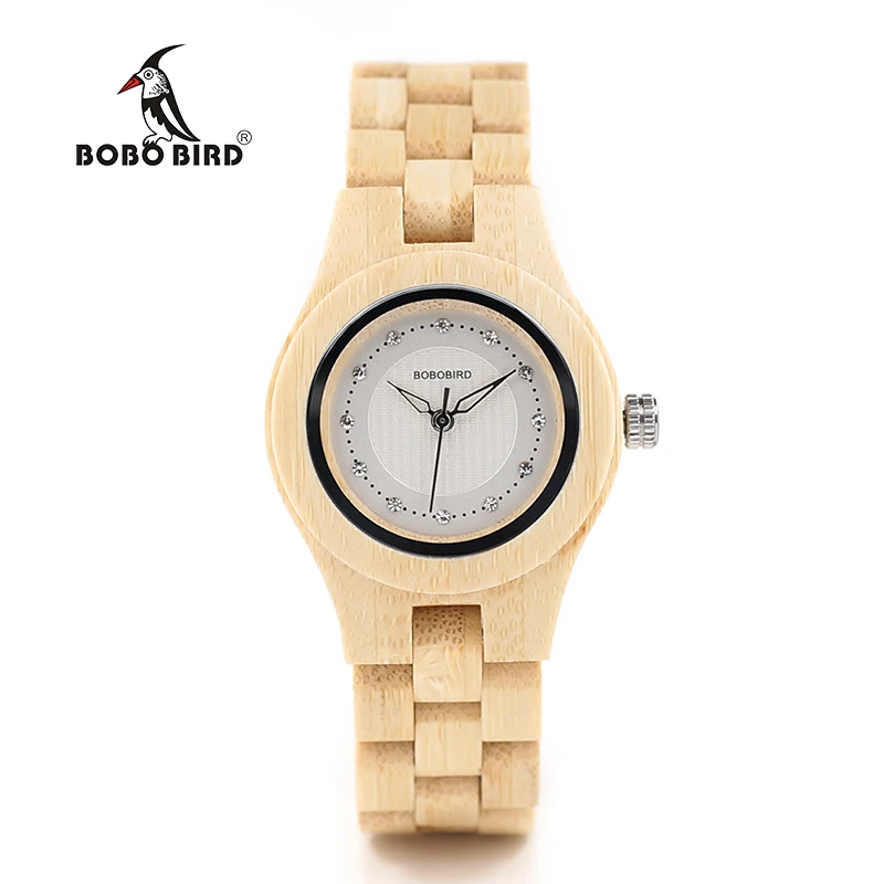 BOBO BIRD O10 бамбуковые женские часы с кристальным циферблатом кварцевые в
