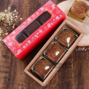 

18.9*6.8*4.3cm Romantic red flower drawer Cake Box with open clear window, Gift Chocolate Muffin Biscuits Box for Cookie
