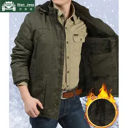 2018 брендовая Зимняя парка Для мужчин шерстяной подкладкой теплые военные куртки Сгустите multi-карманы пальто мужской с капюшоном воротник