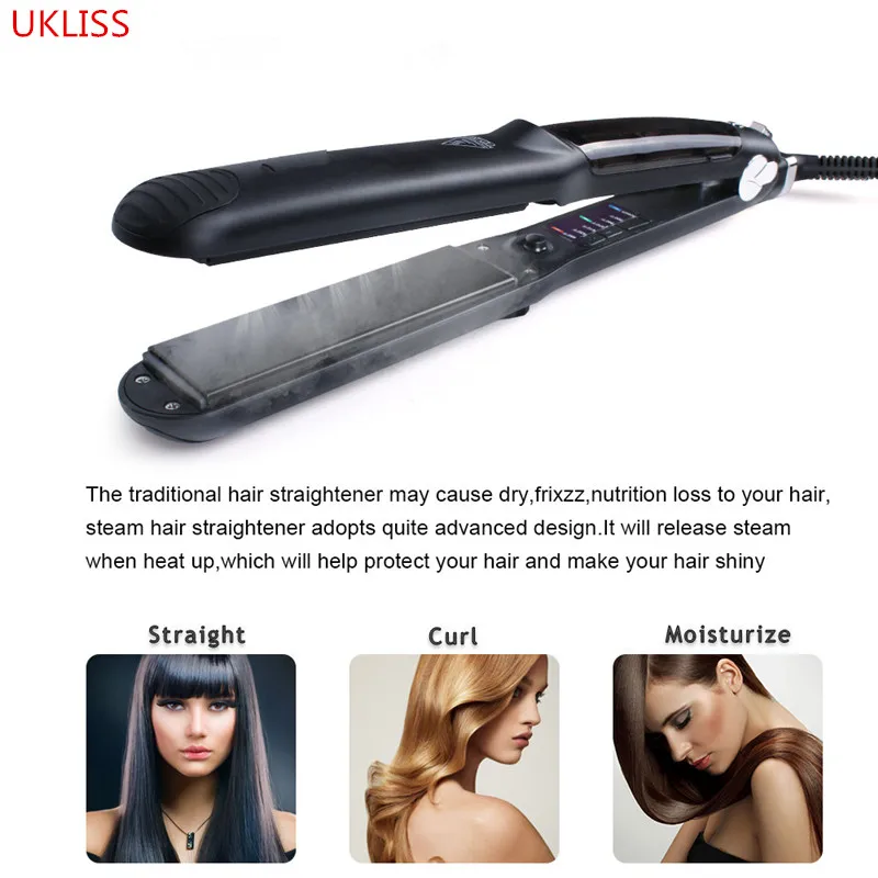 

Professional Steam Hair Straightener with Argan Oil Infusion Straightening Irons Flat Iron Hair Styling Tools 110-220v