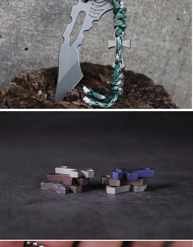 Титан Ножи подвеска H сечение кулон, браслет, кулон браслет фонарик Для мужчин кулон EDC Ножи бусинами