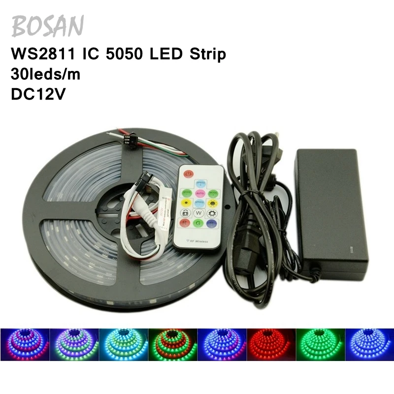 

New Arrival 5M 150Leds Waterproof RGB Led Strip Light WS2811 5050 SMD DC12V Flexible Light Led Ribbon Tape Home Decoration Lamp
