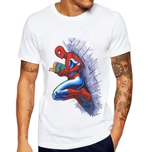 Men T Shirt Funny Spiderman Reading Super Hero 3D Printed Man T-Shirt Cool Tops Tee Short Sleeve Basic T Shirts Camisetas XXXL женская футболка 3d 2015 t emoji t camisetas flowers