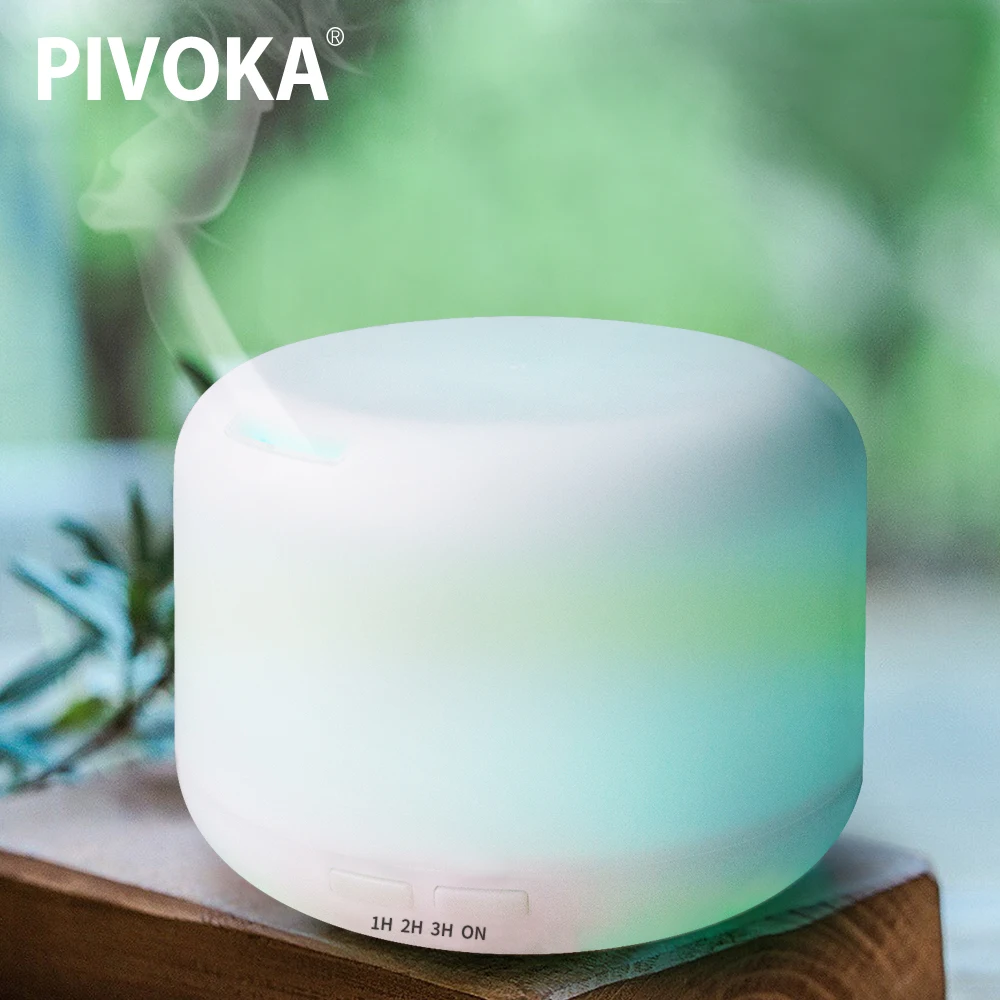 

PIVOKA Ultrasonic Aromatherapy Humidifier Essential Oil Diffuser Air for Home Mist Maker Aroma Diffuser Fogger LED Light 300ML