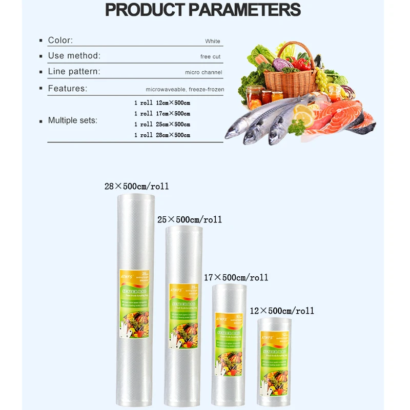 ATWFS 4 рулона вакуумный упаковщик упаковочная машина для сумок кухонный вакуумный контейнер упаковочная машина вакуумный мешок для хранения пищи вакуумный мешок