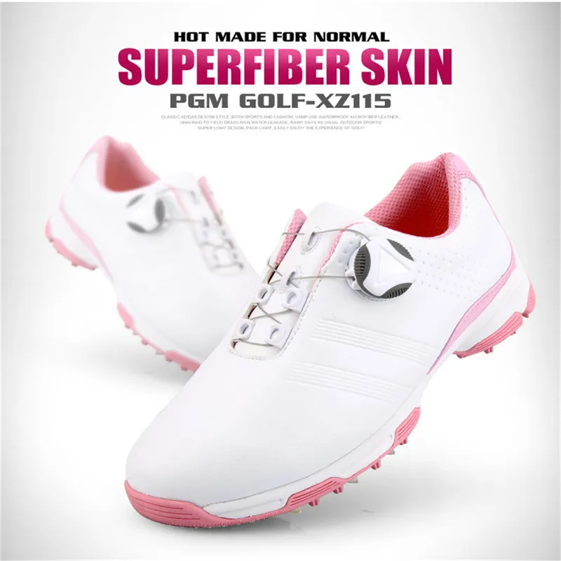 

2019 New Arrival PGM Women Golf Shoes Ladies Waterproof Sports Shoes Knob Buckle Shoes Mesh Lining Breathable Anti-slip Sneakers