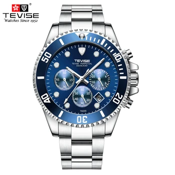 

TEVISE Watches Men Luxury Auto Date Chronograph Man Sports Watch Waterproof Stainless Steel Quartz Wristwatch Relogio Masculino