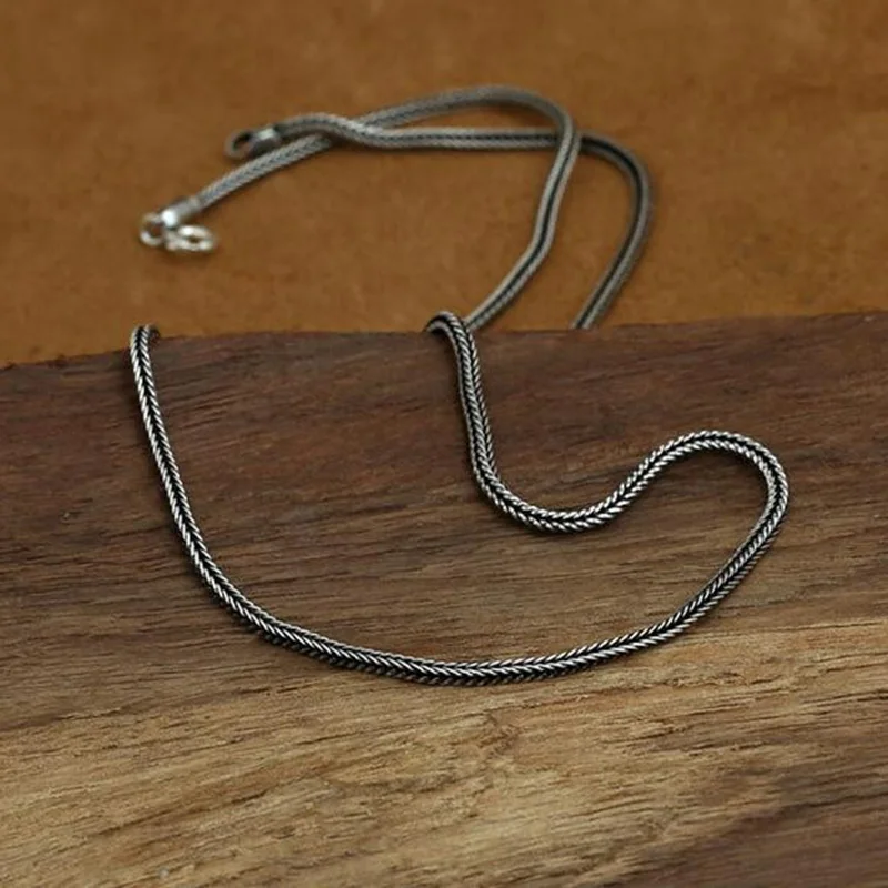 2 мм цепочка Настоящее чистое 925 пробы Серебряное ожерелье брендовая толстая цепочка для мужчин и wo подарок тайская Серебряная Змея длинная цепь HN88