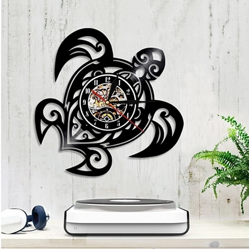 Billig HEIßE Meer Schildkröte Form Klassische Wanduhren Getriebe Uhr Gesicht Dekoration Kunst Uhr Schallplatte Wanduhr Zimmer Dekoration Wand kunst