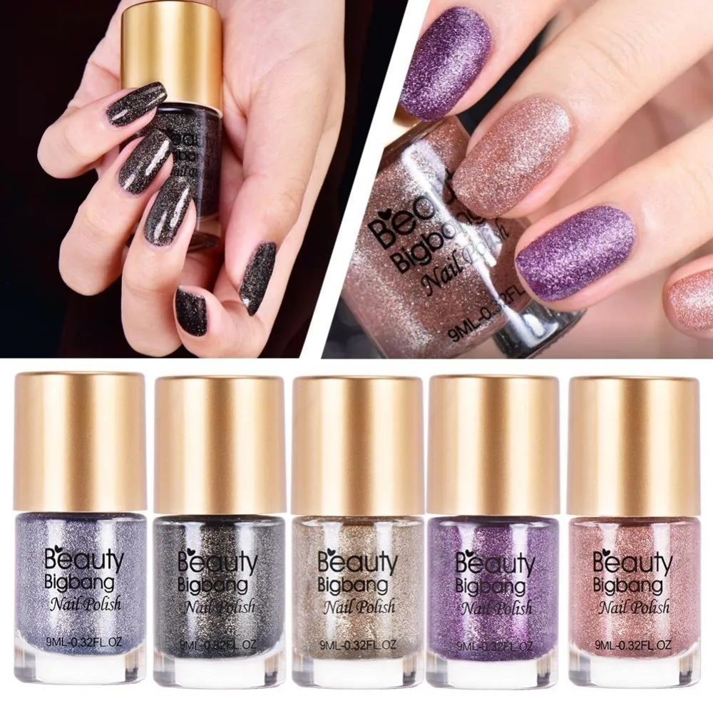 

BeautyBigBang 5 Bottles Nail Polish Glitter Crystal Pearl Diamonds Nail Lacquer Varnish Polish Manicure Glitter Nail Polish
