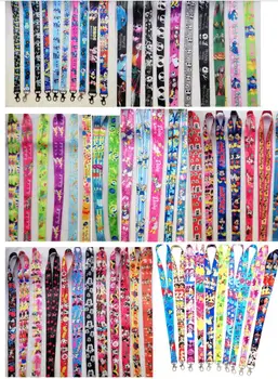 

100 pcs mix cartoon mickey minnie princes stitch Straps Lanyard ID Badge Holders Mobile Neck Keychains For Party Gift R19