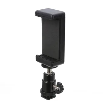 

New Arrival 1pc 360 Swivel Ball Head Hot Shoe Adapter Mount With Phone Clip Holder for DSLR Camera Cell Phone
