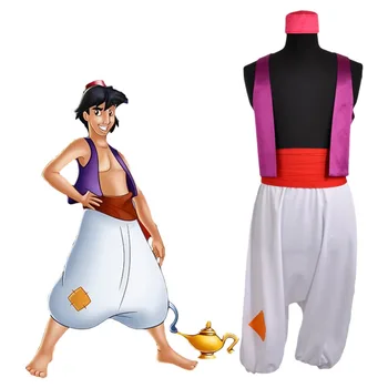 

Adult Prince Aladdin Costumes Purple Vest White Pant Show Halloween Halloween Party Cosplay For Men