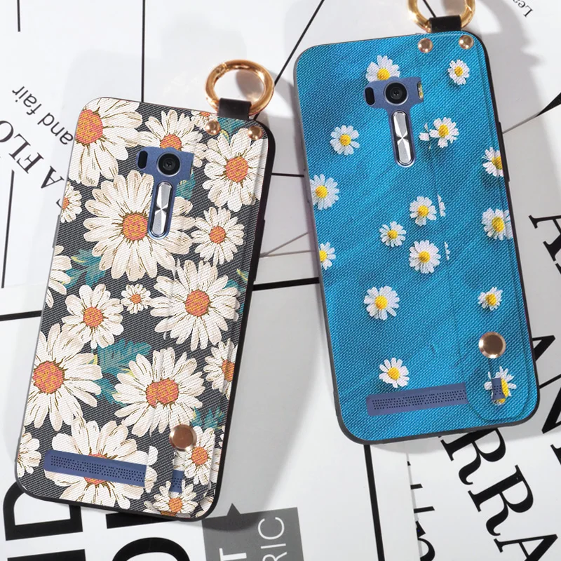 

Flowers Phone Case For Asus zenfone Selfie ZD551KL Cover Wrist Strap Hand Band Cases For Asus ZenFone 3 ZE552KL Bag Cover