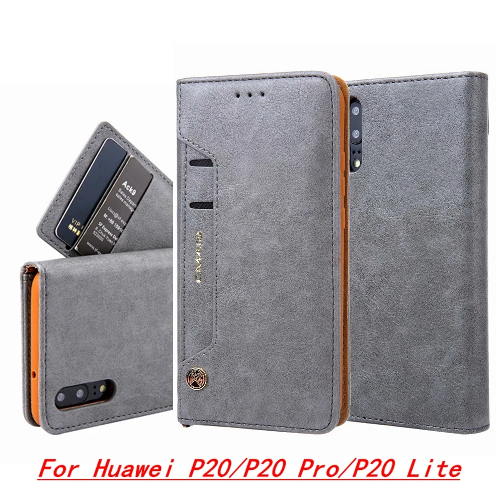 

For Huawei P20 Sided Card Holder Magnetic Flip Book Stand Luxury Leather Wallet Case for Huawei P20Lite/P20Pro Brand Phone Cover