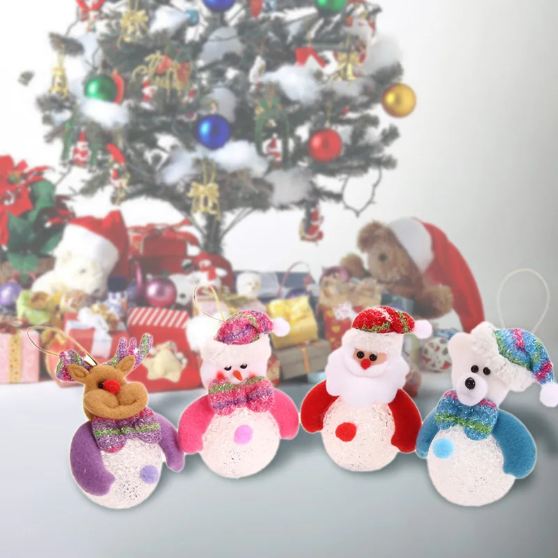 4 шт. светодиодный светильник Санта-Клаус/олень/Снеговик/медведь красочные рождественские Санта-Клаус вечерние украшения для рождественской елки висячие украшения