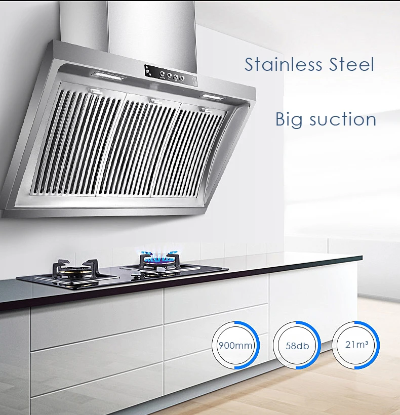 Household Range Hood Big Suction Wall Mounted Kitchen Ventilator Stainless Steel Smoke Exhaust Ventilator LED Light Kitchen Hood rowing machine hotte cuisine afzuigkappen ilation afzuigkap keuken kitchen ventilator rook afzuiging dunstabzugshaube range hood