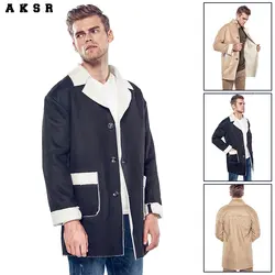 AKSR осень зима для мужчин модные повседневное теплые плотные куртки пальто для будущих мам с лацканами ветровка куртка