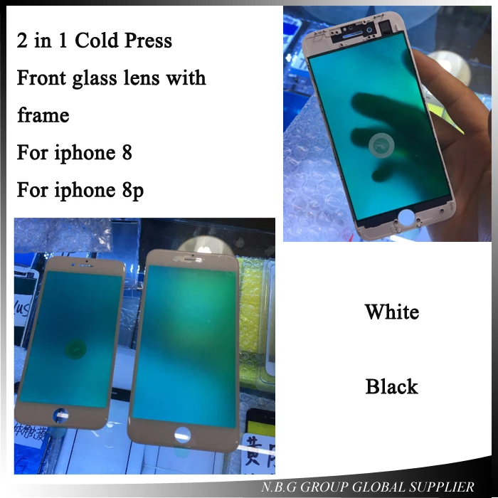 Холодной Пресс для iphone 8 8 P внешний Стекло со средним Рамки ободок предварительно собраны спереди Стекло объектив с Рамки для iphone 8