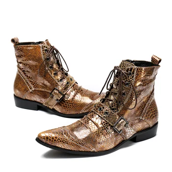 Fashion Brand Brown Tan Mens Boots Buckle Soft Genuine Leather Shoes Dress Ankle Boots Low Heels military Punk Botas Hombre Fashion Brand Brown Tan Mens Boots Buckle Soft Genuine Leather Shoes Dress Ankle Boots Low Heels military Punk Botas Hombre