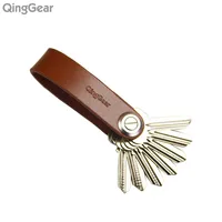 QingGear Lkey Кожаный Автомобильный ключ держатель ручной работы ключ органайзер путешествия и практичный Ключ Зажим Инструмент носить ваши ключи лучше - изображение