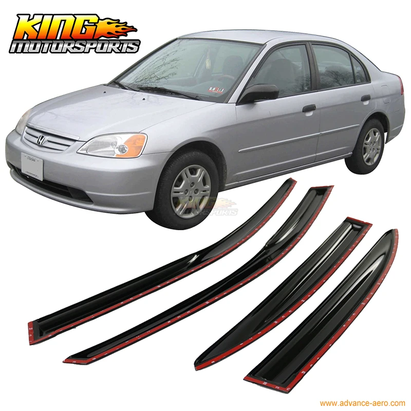 Подходит для Honda Civic Sedan полный комплект Mugen style smokted JDM Stick On Window Visors США бесплатная