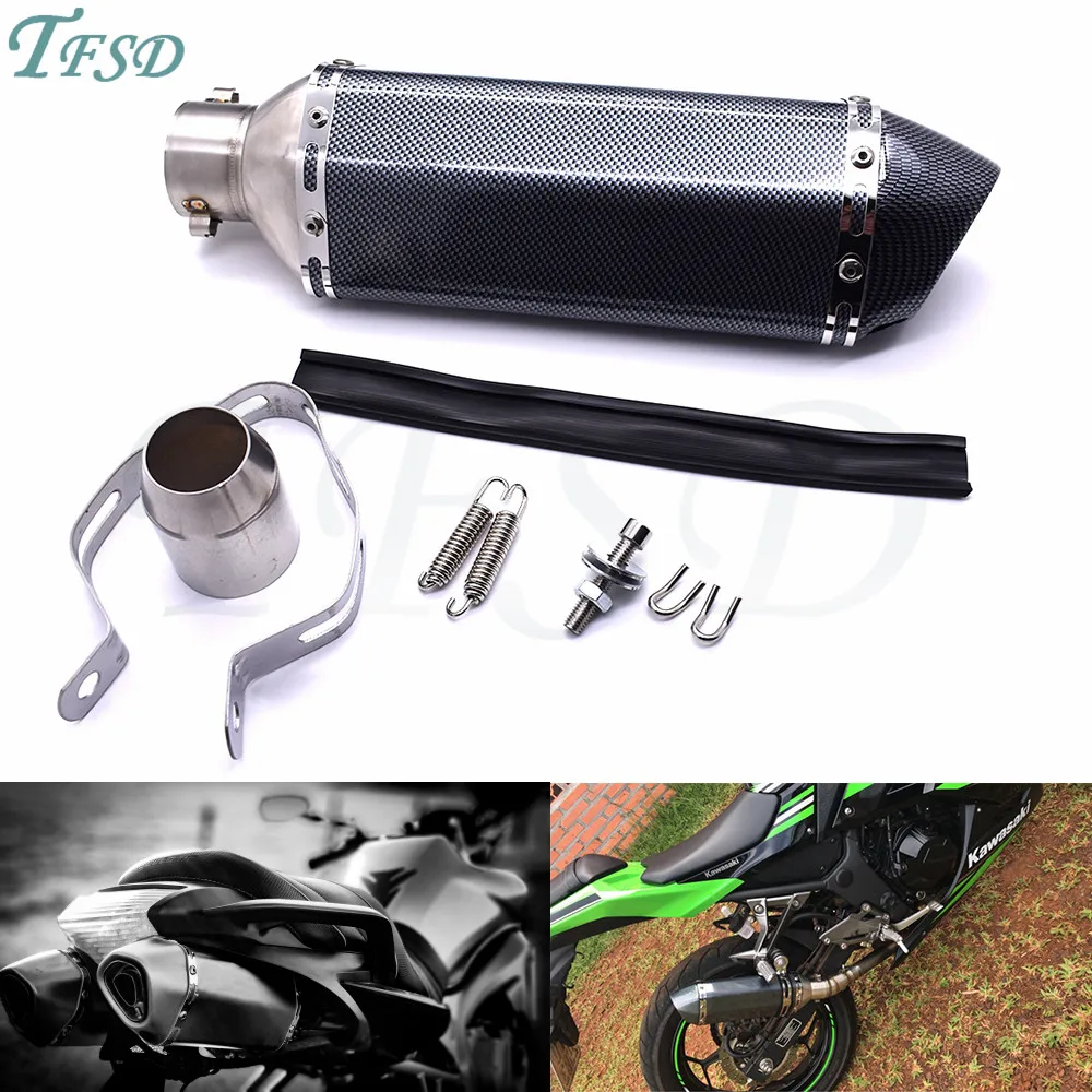

36-51mm Universal Motorcycle Akrapovic Exhaust Modified Muffler Pipe For Kawasaki ZZR600 ZX6R ZX636R ZX6RR ZX9R ZX10R ZX12R