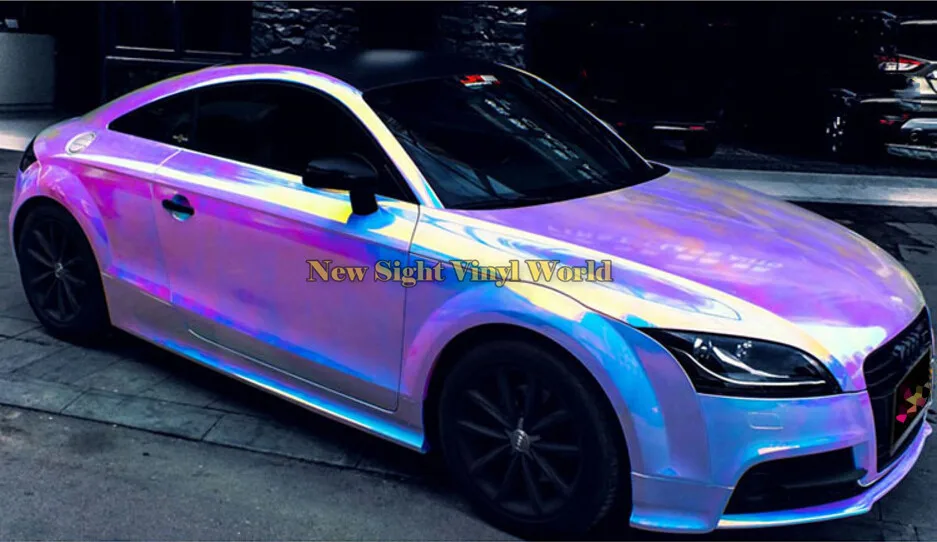 Premium Pink Rainbow Chrome Vinyl Wrap Sticker Rainbow Vinyl Film Bubble Free For Car Wrapping Body Film Foil