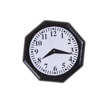 

1pcs Wooden Black Octagonal Clock For 1/12 Dollhouse Miniature Furniture Toys Living Room Accessory Classic Pretend Play