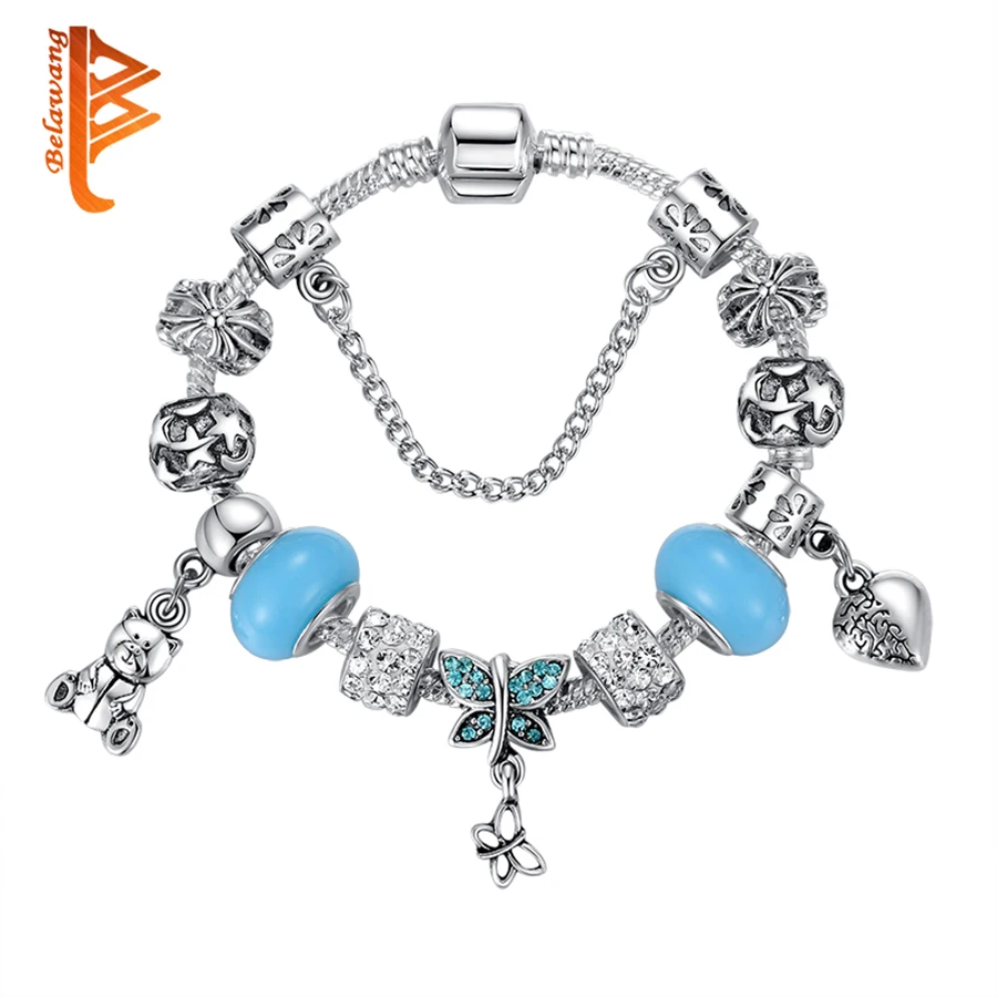 European Authentic BEADS jewelry 925 Antique Silver font b bracelet b font with horse star flower
